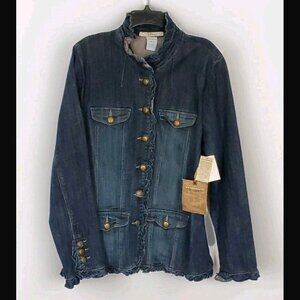 Torrid Vintage Military Denim Ruffled Jacket Size 3x NWT Cavaricci
